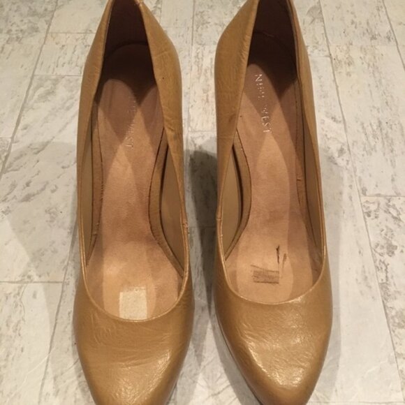 NINE WEST Rocha Tan Nude Heel Pumps 8.5 Round Toe - Picture 3 of 7